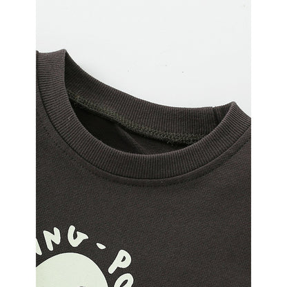 Kids Boys Cartoon and Letters Pattern Crew Neck Long Sleeves Top