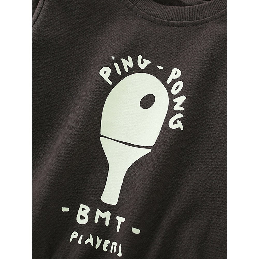 Kids Boys Cartoon and Letters Pattern Crew Neck Long Sleeves Top