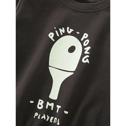 Kids Boys Cartoon and Letters Pattern Crew Neck Long Sleeves Top