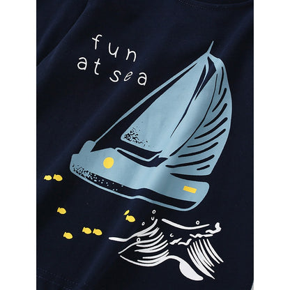 Kids Boys Cartoon and Letters Pattern Crew Neck Long Sleeves Top