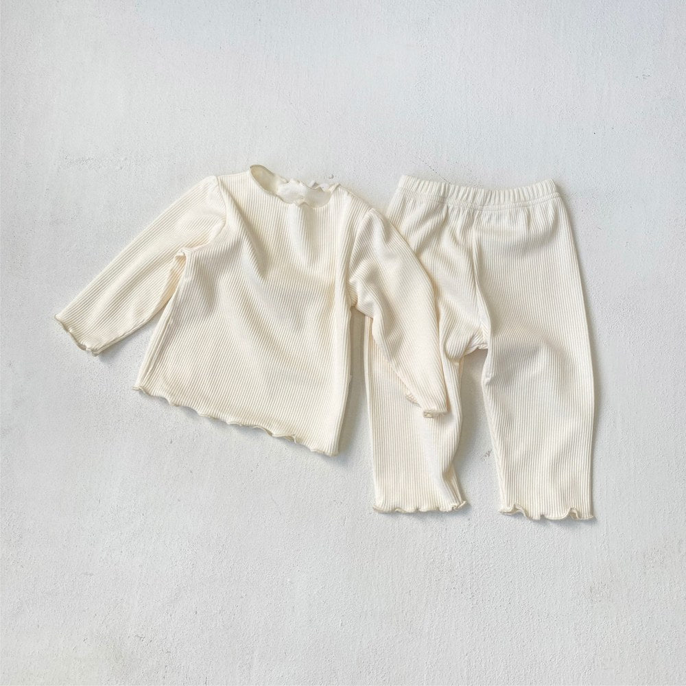 Baby Kids Long Sleeves Solid Color Top and Pants 2-piece Clothing Set
