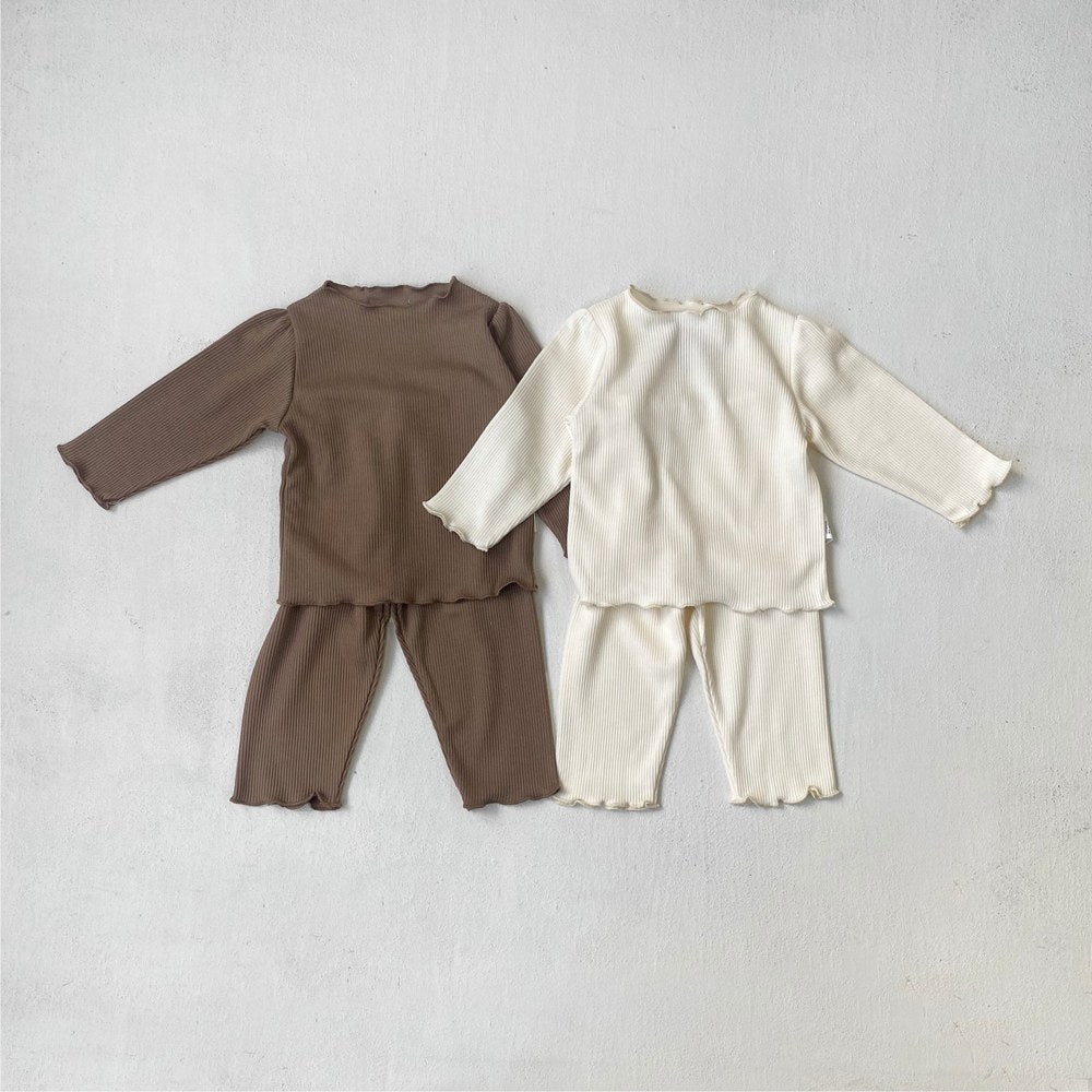 Baby Kids Long Sleeves Solid Color Top and Pants 2-piece Clothing Set