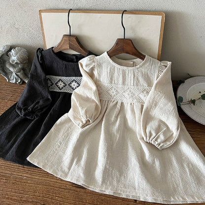 Baby Girls Long Sleeves Vintage Dress