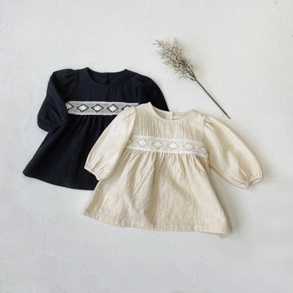 Baby Girls Long Sleeves Vintage Dress