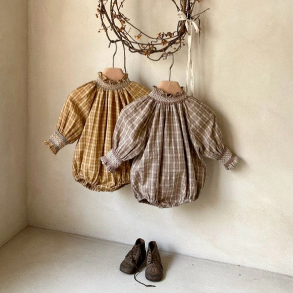 Baby Girls Long Sleeves Vintage Plaid Bodysuit