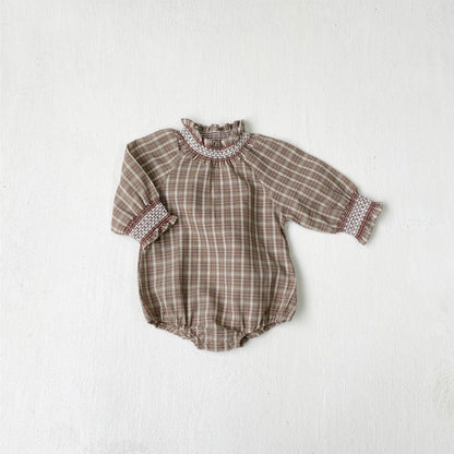 Baby Girls Long Sleeves Vintage Plaid Bodysuit
