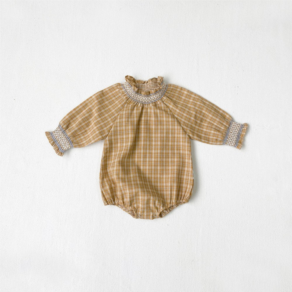 Baby Girls Long Sleeves Vintage Plaid Bodysuit