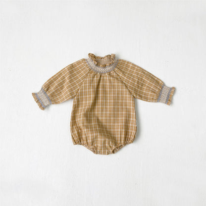Baby Girls Long Sleeves Vintage Plaid Bodysuit