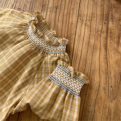 Baby Girls Long Sleeves Vintage Plaid Bodysuit