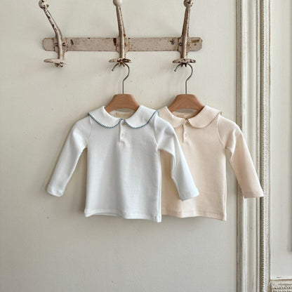 Baby Kids Long Sleeves Embroidered Collar Top