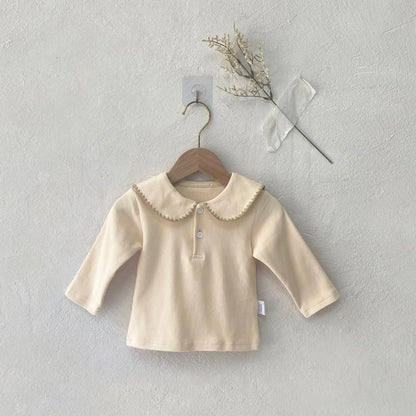 Baby Kids Long Sleeves Embroidered Collar Top