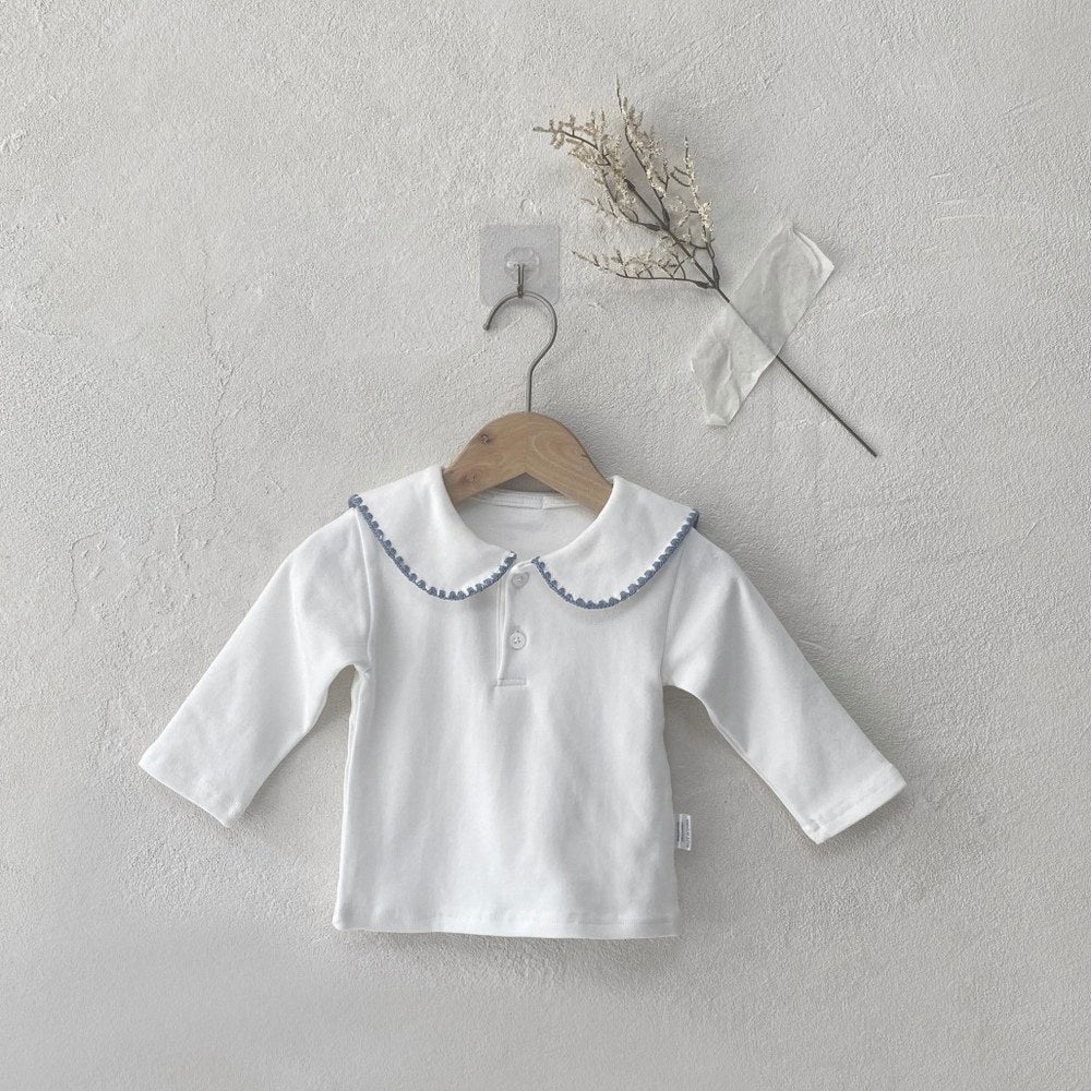 Baby Kids Long Sleeves Embroidered Collar Top