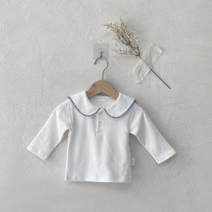 Baby Kids Long Sleeves Embroidered Collar Top