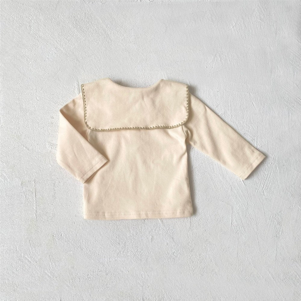 Baby Kids Long Sleeves Embroidered Collar Top