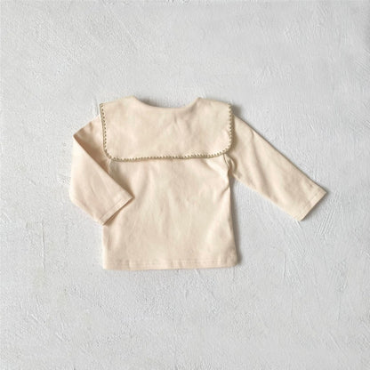 Baby Kids Long Sleeves Embroidered Collar Top