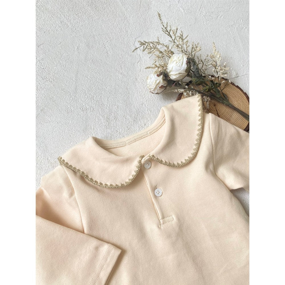 Baby Kids Long Sleeves Embroidered Collar Top