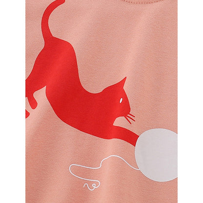 Kids Girls Animals Cartoon Pattern Crew Neck Long Sleeves Top
