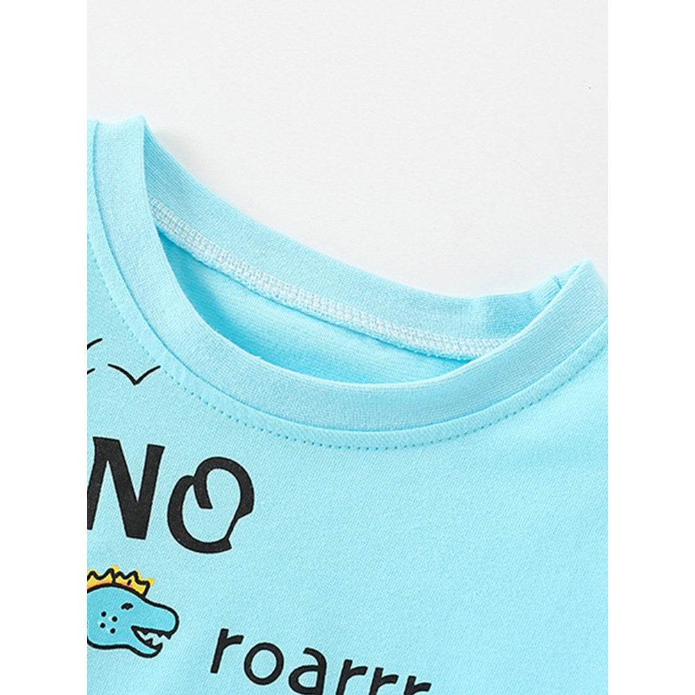 Kids Boys Animals Cartoon Pattern Crew Neck Long Sleeves Top