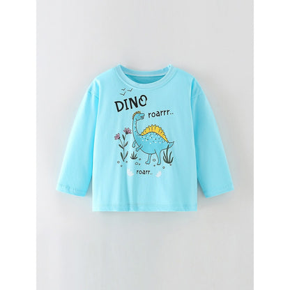 Kids Boys Animals Cartoon Pattern Crew Neck Long Sleeves Top