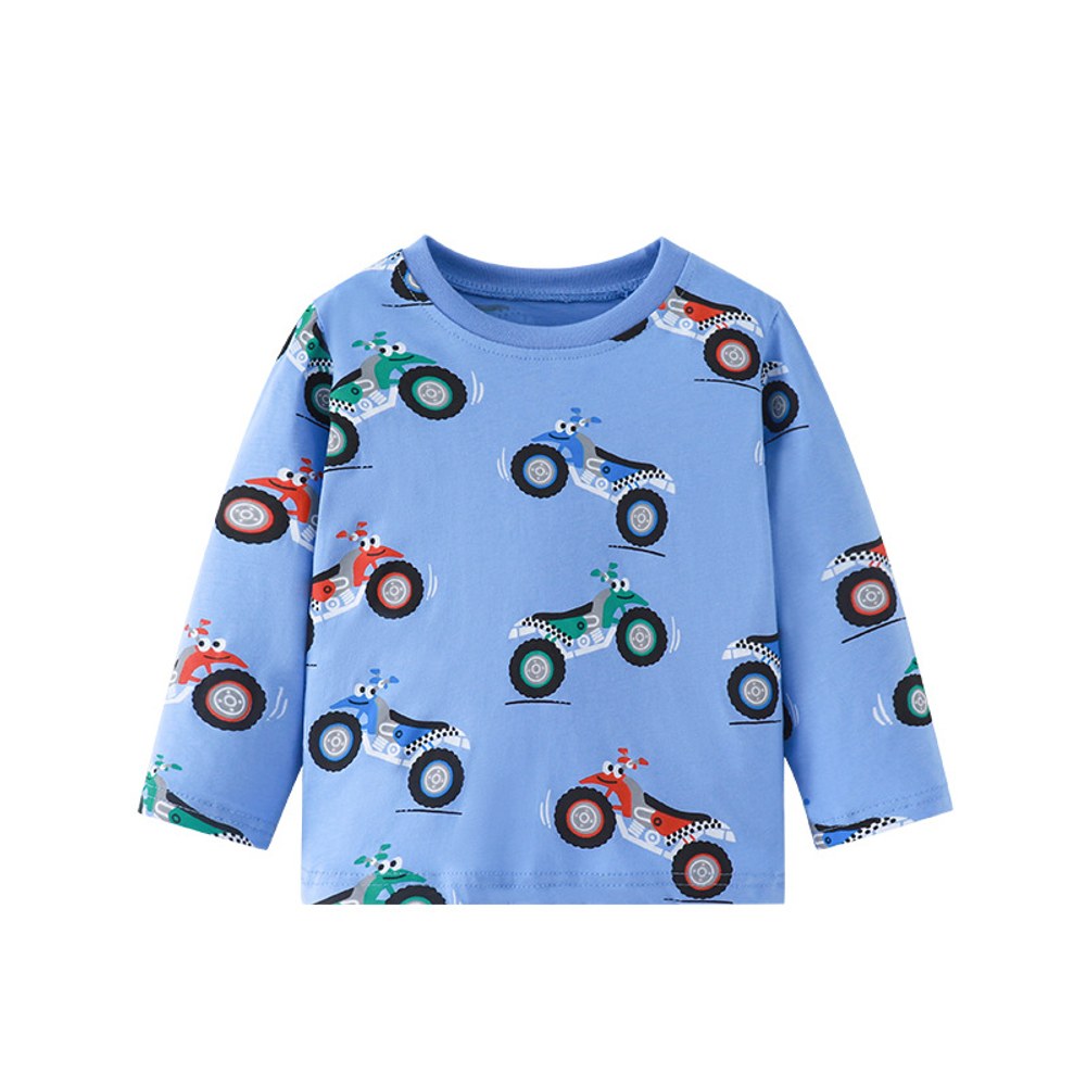 Kids Boys Cartoon Pattern Crew Neck Long Sleeves Top