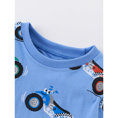 Kids Boys Cartoon Pattern Crew Neck Long Sleeves Top