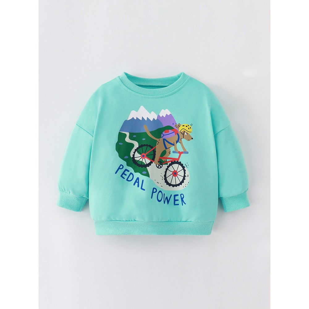 Kids Boys Cartoon and Letters Pattern Crew Neck Long Sleeves Pullover