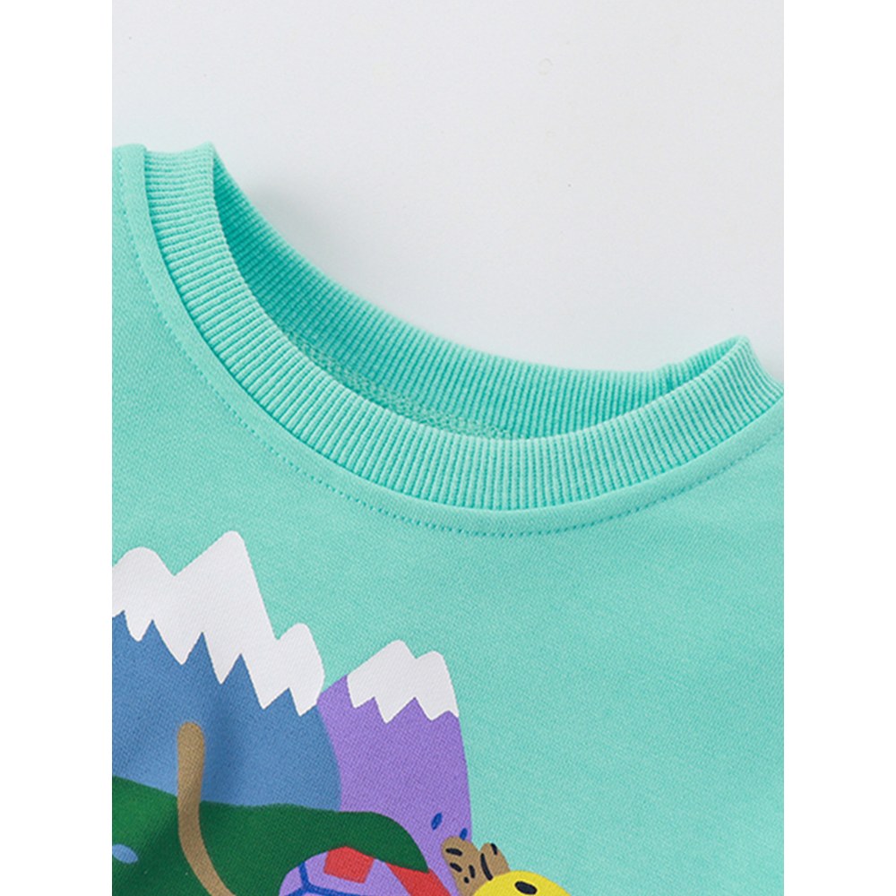 Kids Boys Cartoon and Letters Pattern Crew Neck Long Sleeves Pullover