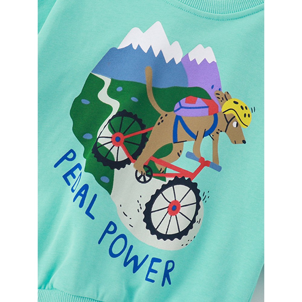 Kids Boys Cartoon and Letters Pattern Crew Neck Long Sleeves Pullover