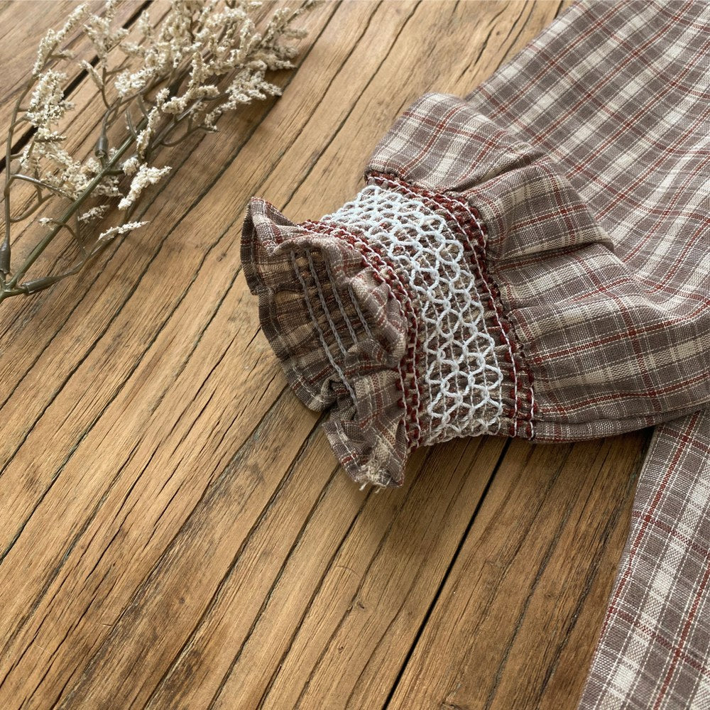 Baby Girls Long Sleeves Vintage Plaid Dress