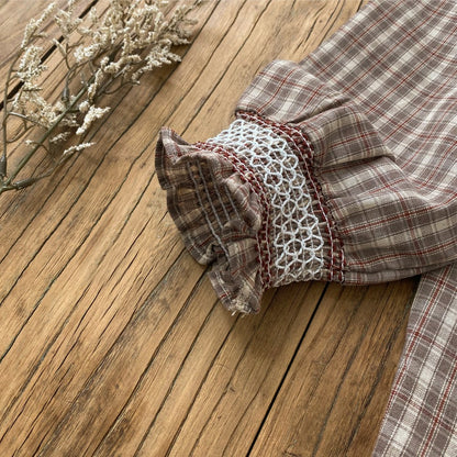 Baby Girls Long Sleeves Vintage Plaid Dress
