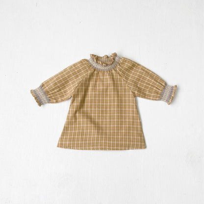 Baby Girls Long Sleeves Vintage Plaid Dress