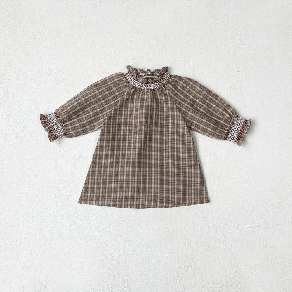Baby Girls Long Sleeves Vintage Plaid Dress