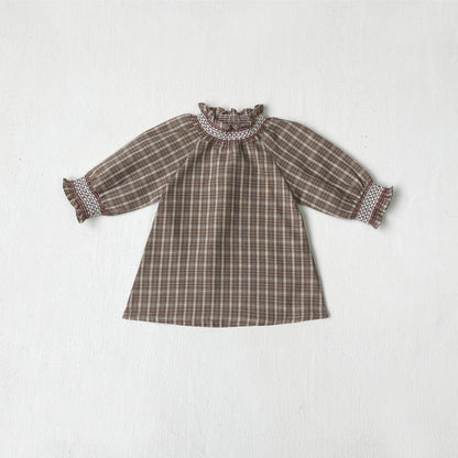 Baby Girls Long Sleeves Vintage Plaid Dress