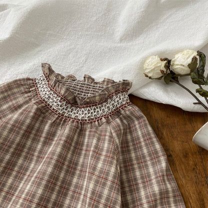 Baby Girls Long Sleeves Vintage Plaid Dress