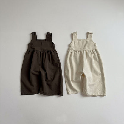 Baby Unisex Solid Color Sleeveless Romper Overalls