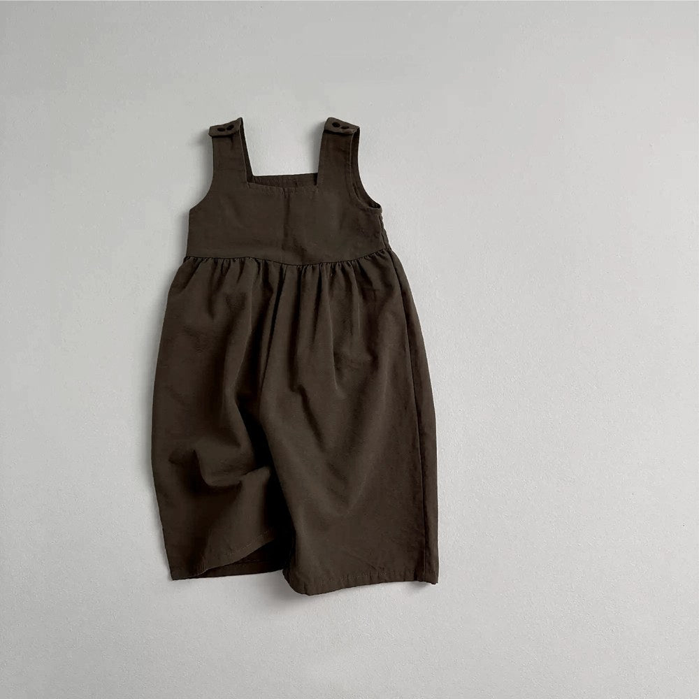 Baby Unisex Solid Color Sleeveless Romper Overalls