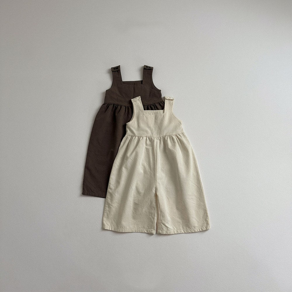 Baby Unisex Solid Color Sleeveless Romper Overalls
