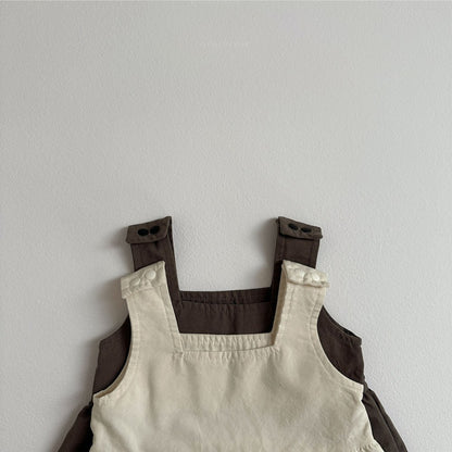 Baby Unisex Solid Color Sleeveless Romper Overalls