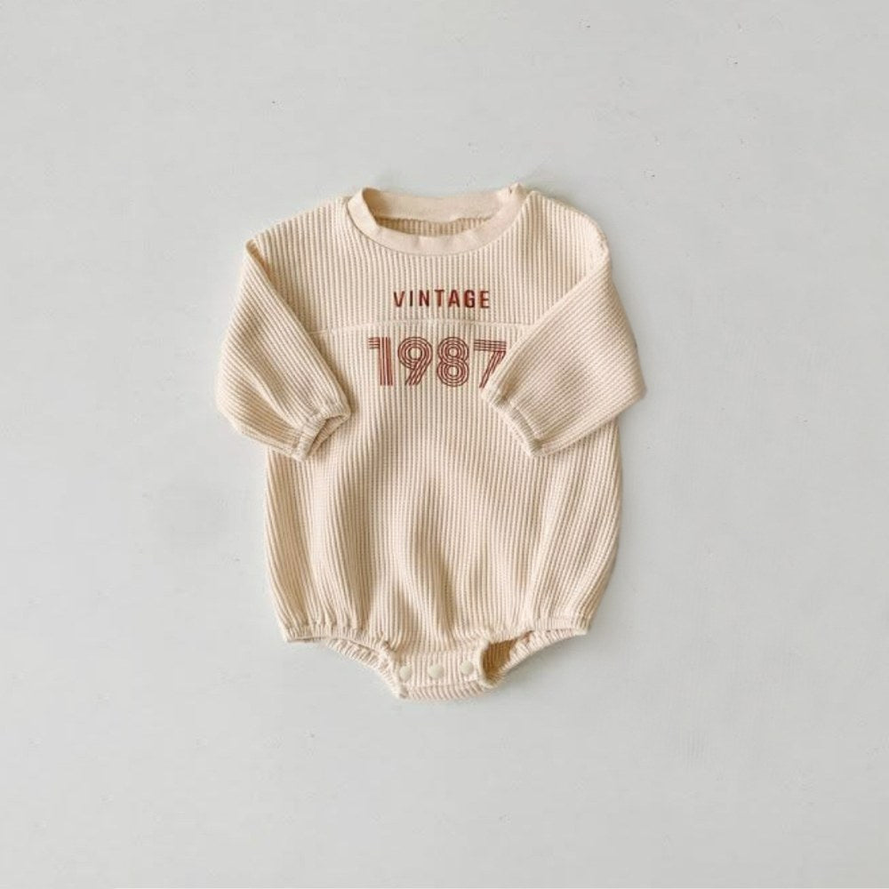 Baby Long Sleeves Vintage Letters Pattern Bodysuit
