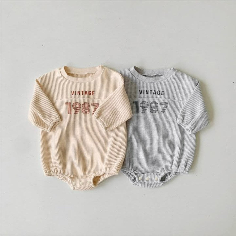 Baby Long Sleeves Vintage Letters Pattern Bodysuit