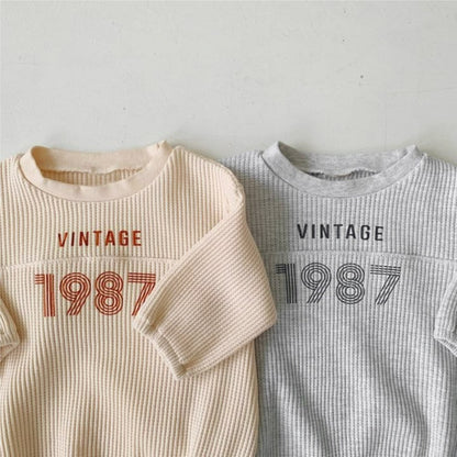 Baby Long Sleeves Vintage Letters Pattern Bodysuit