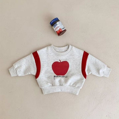 Baby Kids Long Sleeves Retro Patchwork Apple Pattern Pullover