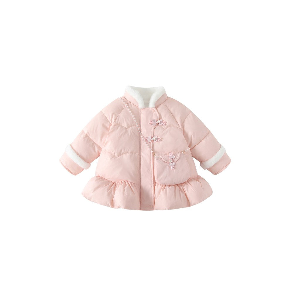 Girls' Fleece-Lined Cotton-Padded Coat