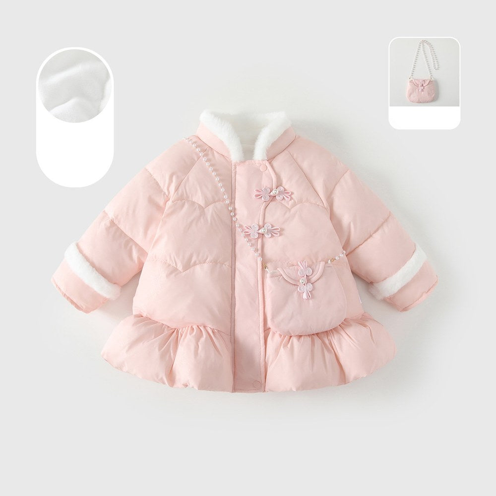Girls' Fleece-Lined Cotton-Padded Coat
