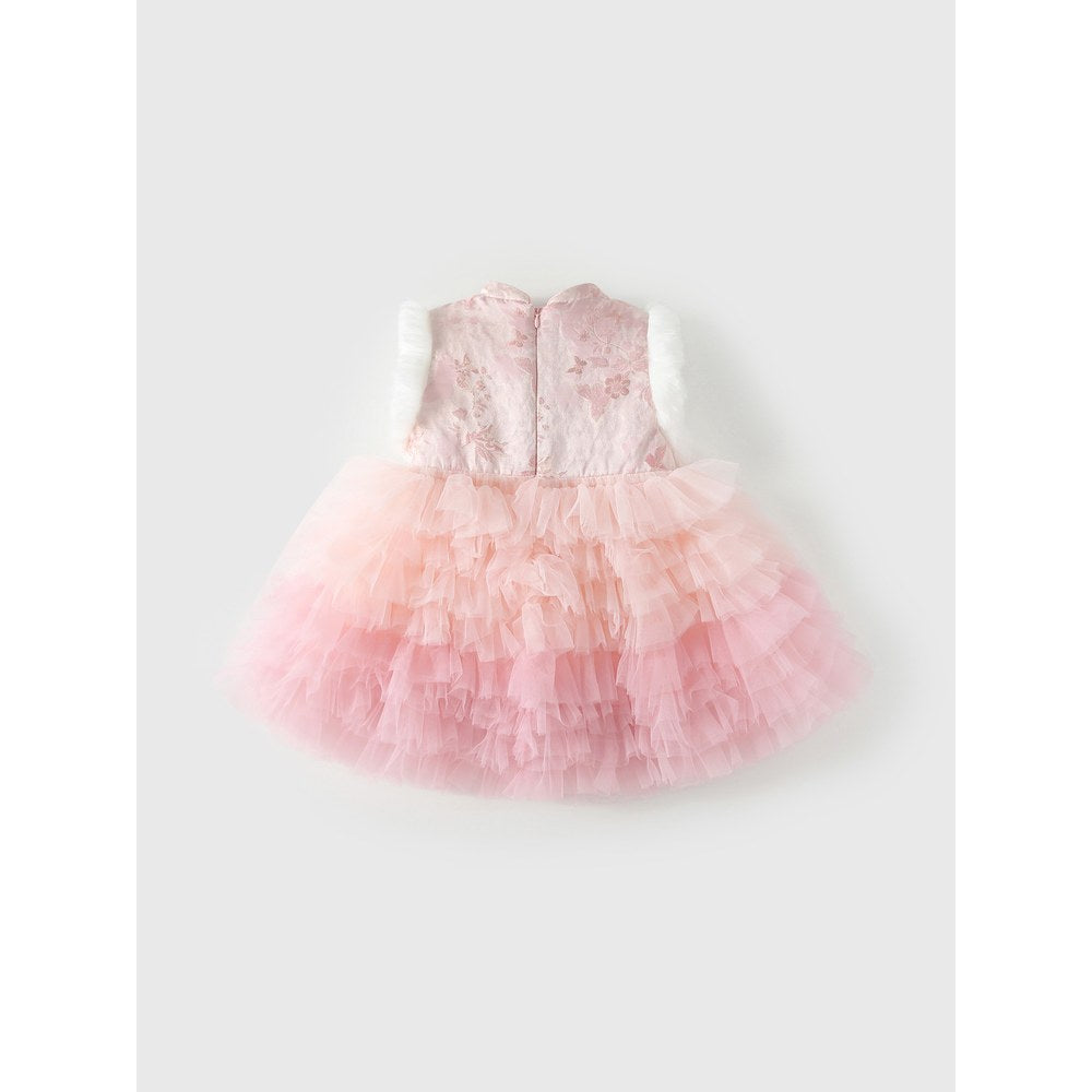 Baby Kids Girls Flowers Pattern Sleeveless Wear-Outside Tulle Dress