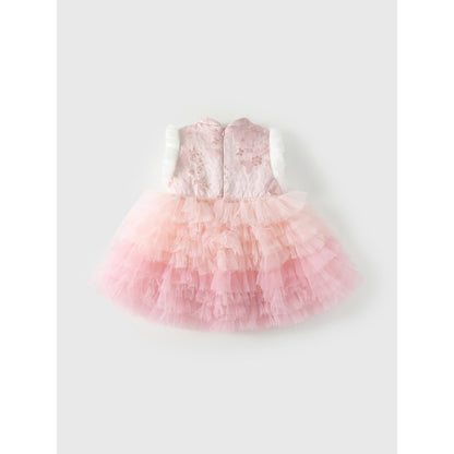 Baby Kids Girls Flowers Pattern Sleeveless Wear-Outside Tulle Dress