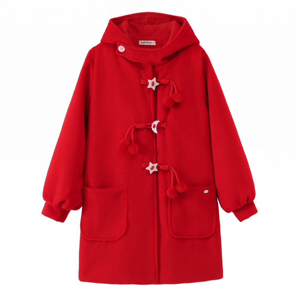Girls Padded Mid Length Red Coat for and Christmas