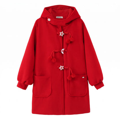 Girls Padded Mid Length Red Coat for and Christmas