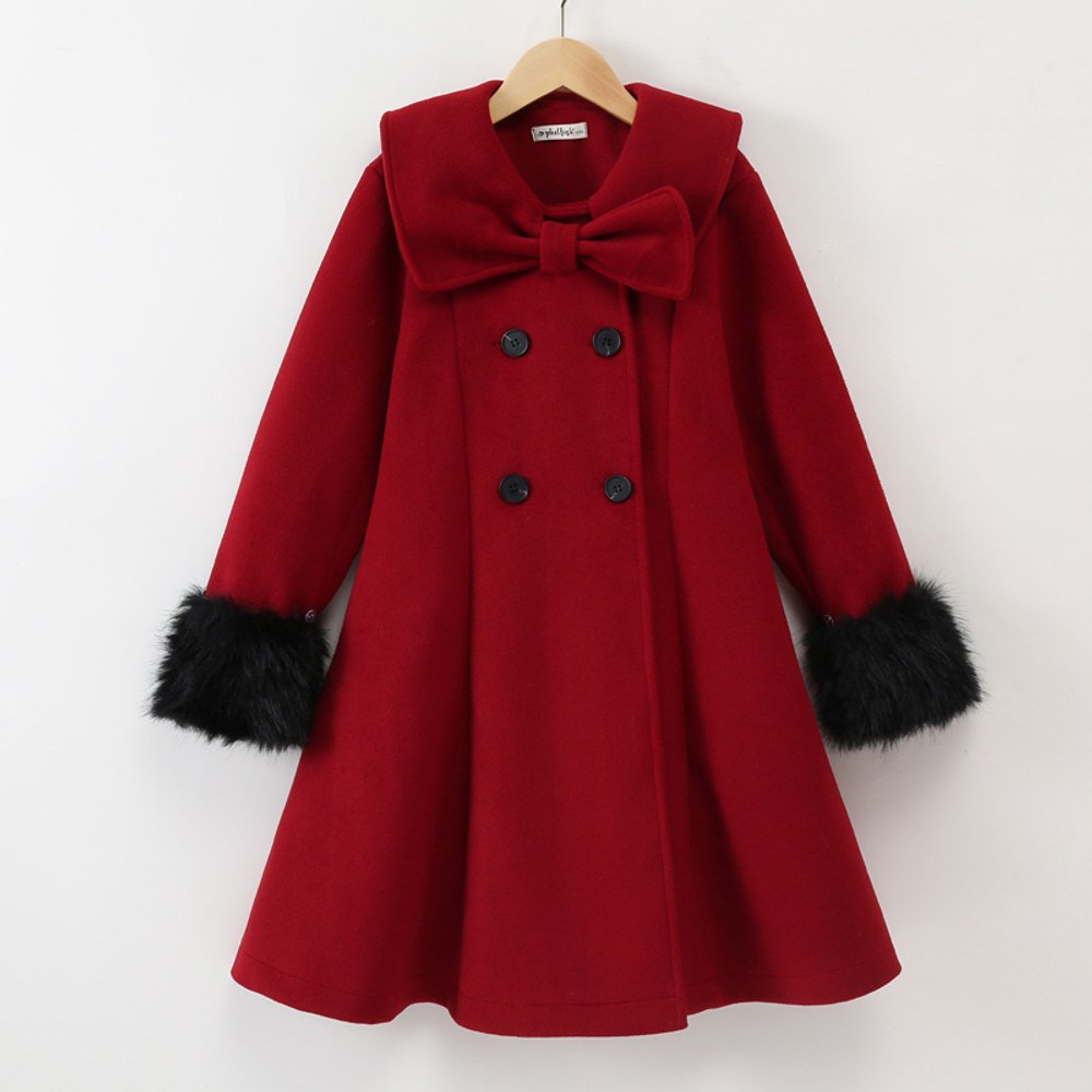 Girls Warm Red Swing Coat for Christmas