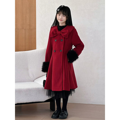 Girls Warm Red Swing Coat for Christmas